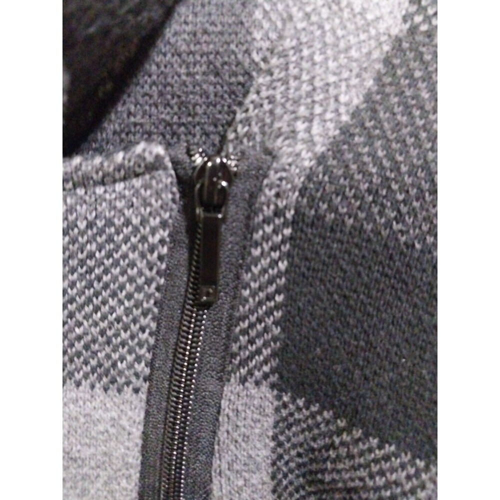 Chaps Ralph Lauren Womens XL Side Zip Sweater Jacket Plaid Gray Black Cozy Chic - Picture 14 of 14